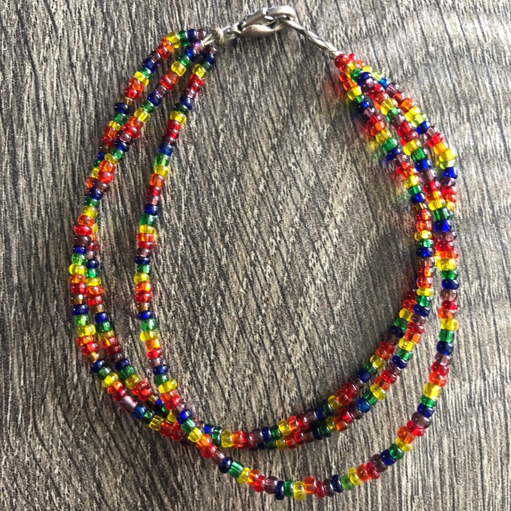 🌈 Rainbow 3 Row Beaded Pride Bracelet 🌈